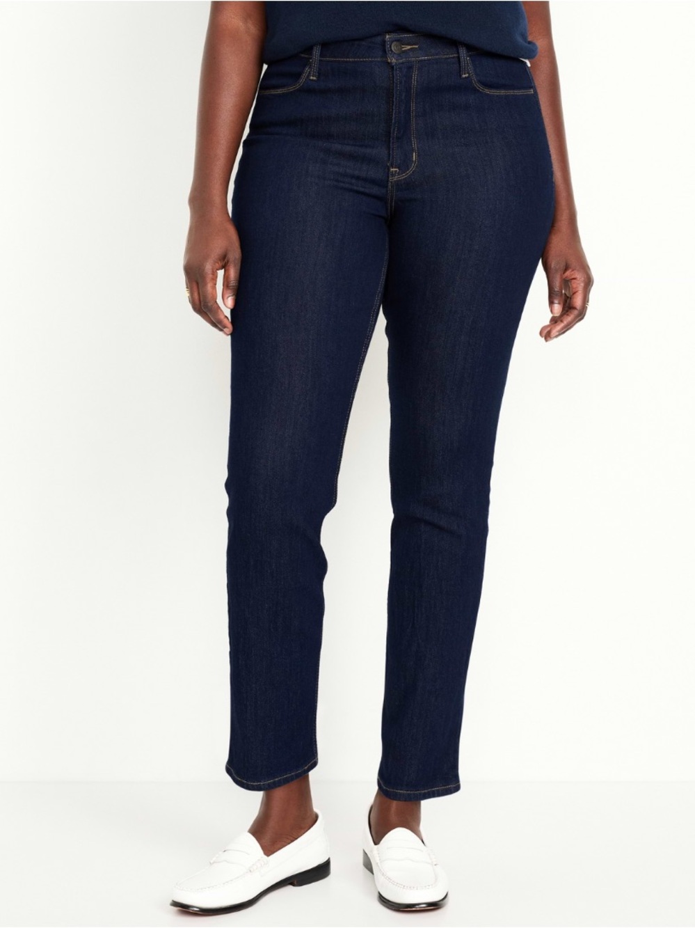 Old Navy Dark Indigo High-Rise Wow Straight Jeans